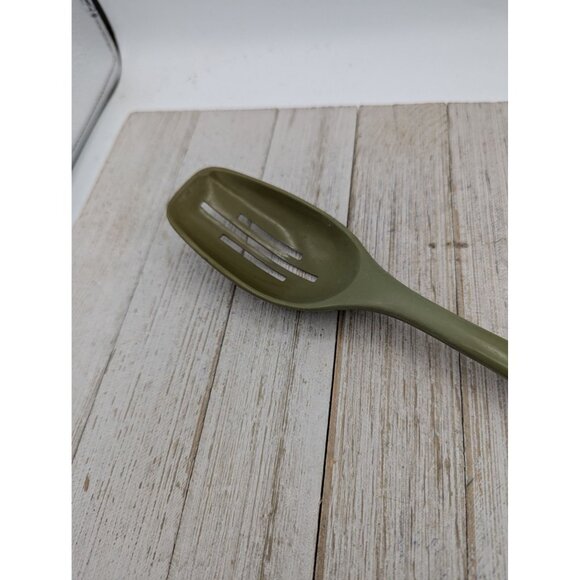 Vintage Foley #2 Olive Green Nylon Plastic Slotted Spoon 11" - Picture 2 of 7